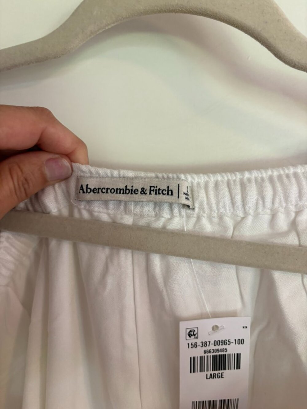 Abercrombie Gemma Linen Blend Wide Leg Pants White L NWT